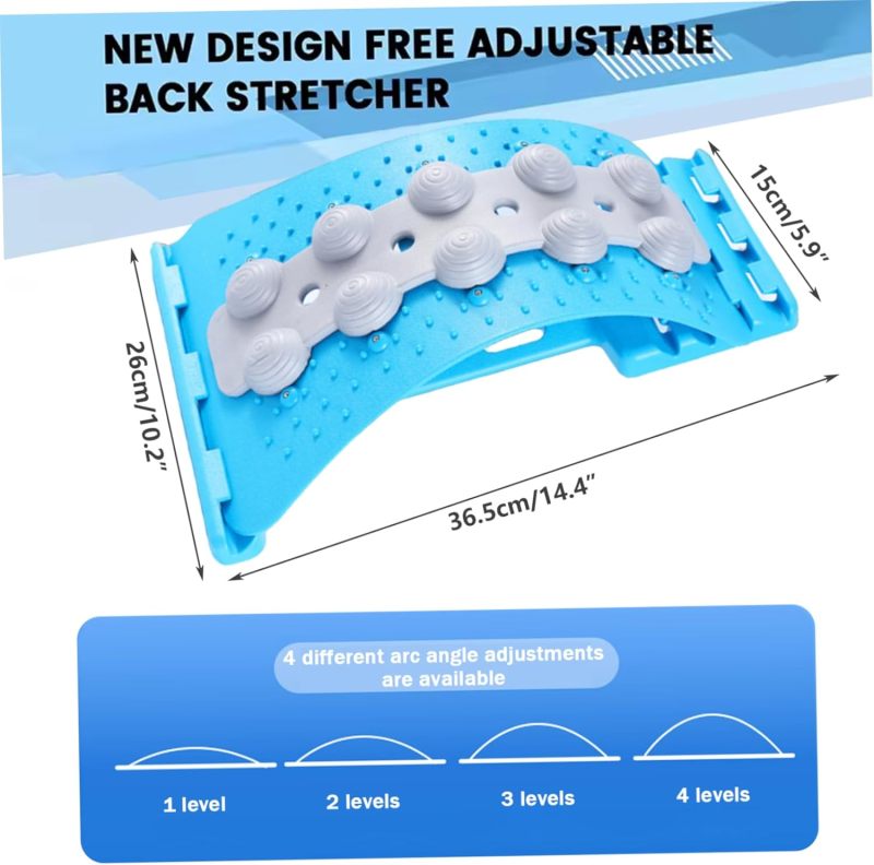 Lumbar Stretcher Blue Back Pain Relief Ergonomic Posture Corrector - Spine Stretcher for Home Gym Yoga Practice - Image 5