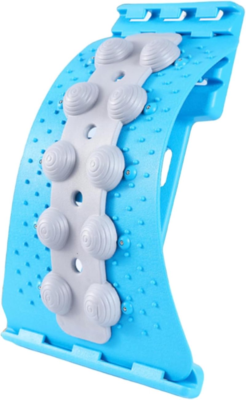 Lumbar Stretcher Blue Back Pain Relief Ergonomic Posture Corrector - Spine Stretcher for Home Gym Yoga Practice - Image 1