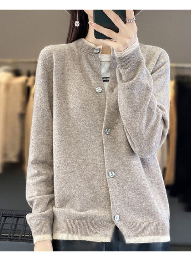 XINYANG Color-blocked Faux Two-piece Knit Cardigan Women's 2025 Spring Soft Sweater Coat Single-breasted Top - Image 1
