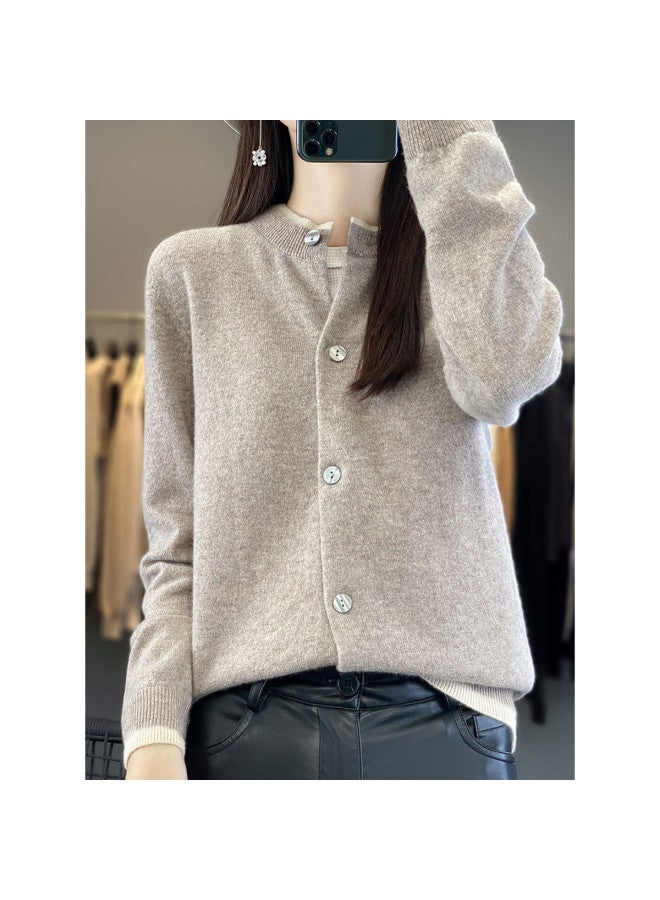 XINYANG Color-blocked Faux Two-piece Knit Cardigan Women's 2025 Spring Soft Sweater Coat Single-breasted Top - Image 4