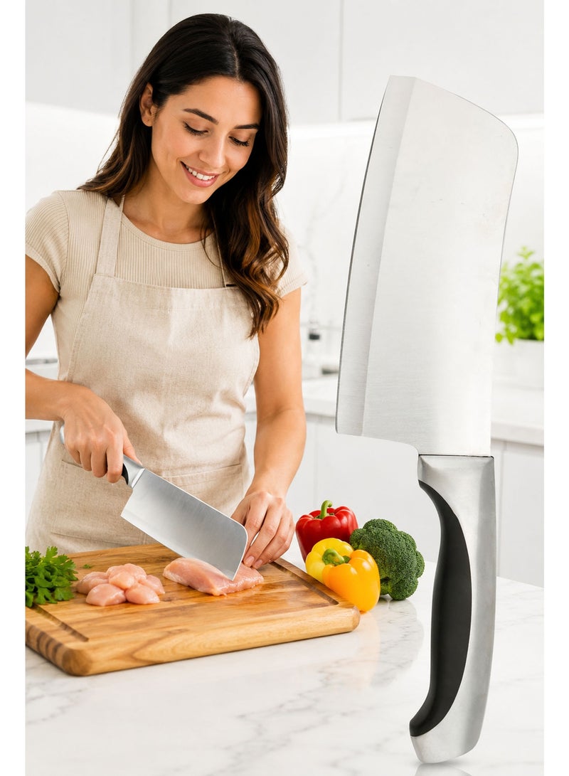 6 Inch Stainless Steel Cleaver Knife, Multipurpose Chef Cleaver for Meat, Fish, Vegetables & Fruits, Ergonomic Full Tang Handle - Image 4
