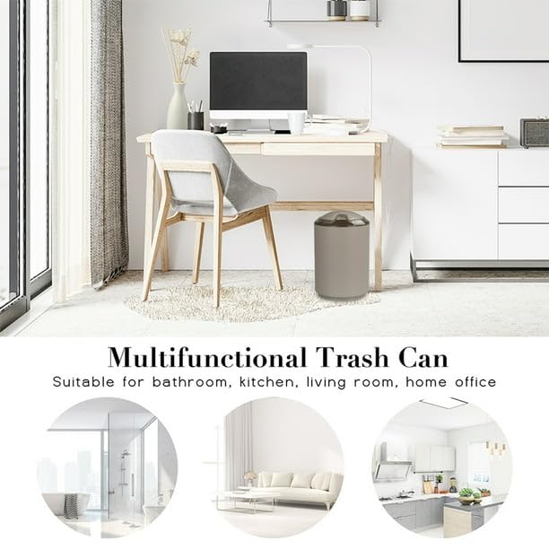 REMICH 6 Pcs Bathroom Accessories Set Bathroom Accessory Set with Trash Can Soap Dispenser Toothbrush Holder Set Soap Dish Toilet Brush Holder Farmhouse Boho Bathroom Set Complete Beige - Image 3