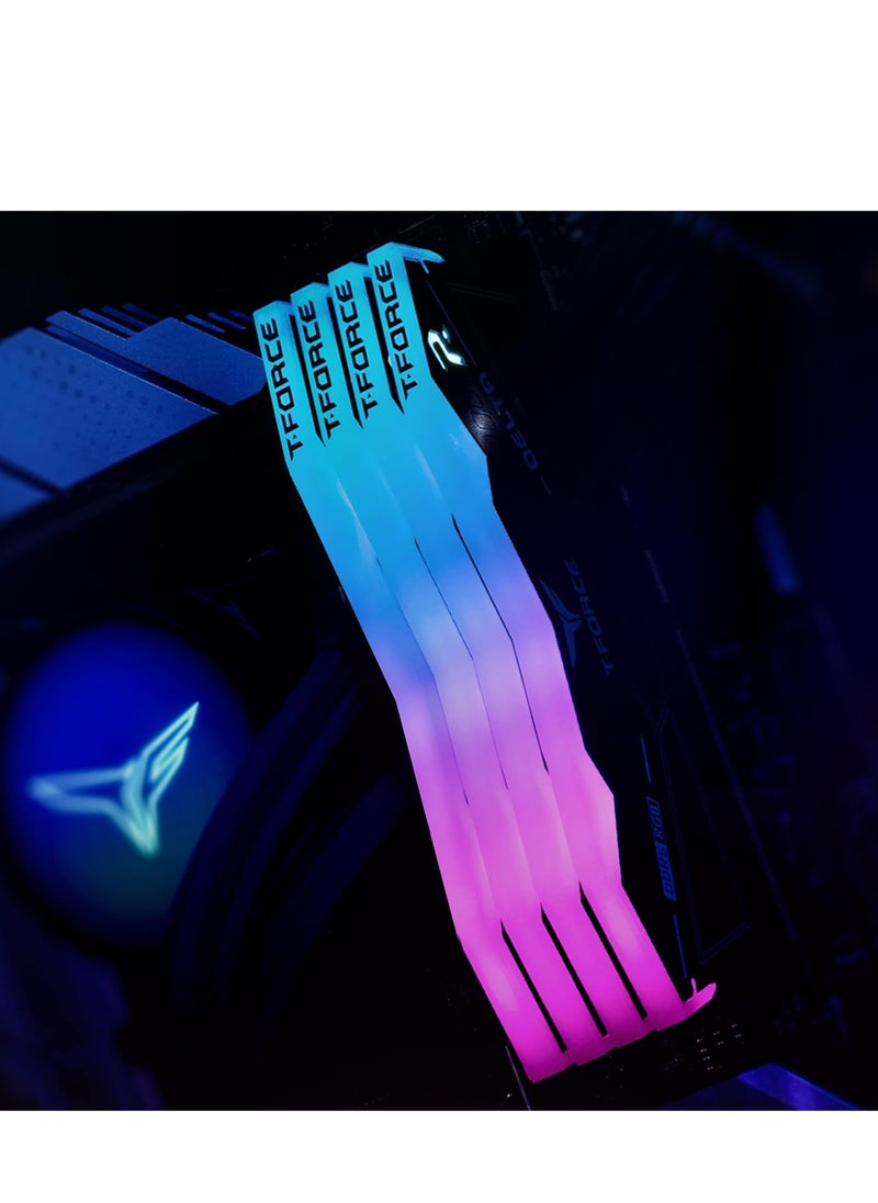 TeamGroup - مجموعة ذاكرة عشوائية لسطح المكتب من Teamgroup T-Force delta rgb DDR5 سعة 32 جيجابايت بتردد 6400 ميجاهرتز PC5-51200 CL40 باللون الأسود لـ Z690 FF3D532G6400HC40BDC01 - Image 1