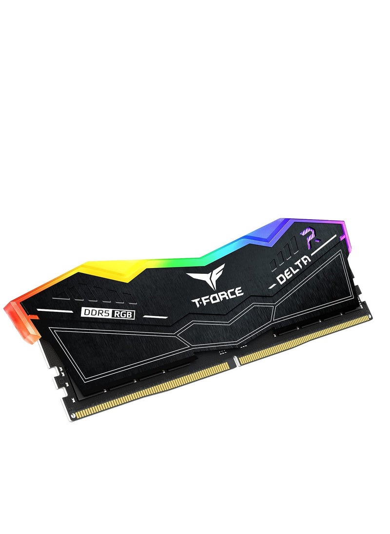 TeamGroup - مجموعة ذاكرة عشوائية لسطح المكتب من Teamgroup T-Force delta rgb DDR5 سعة 32 جيجابايت بتردد 6400 ميجاهرتز PC5-51200 CL40 باللون الأسود لـ Z690 FF3D532G6400HC40BDC01 - Image 1