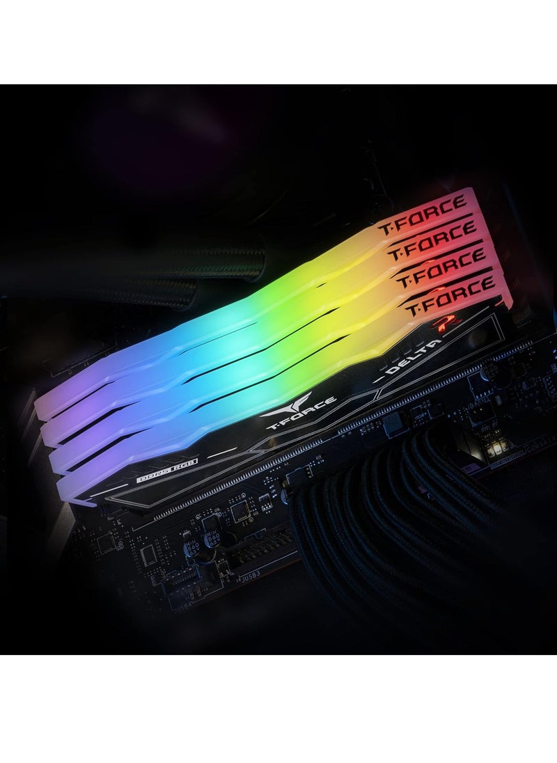 TeamGroup - مجموعة ذاكرة عشوائية لسطح المكتب من Teamgroup T-Force delta rgb DDR5 سعة 32 جيجابايت بتردد 6400 ميجاهرتز PC5-51200 CL40 باللون الأسود لـ Z690 FF3D532G6400HC40BDC01 - Image 1