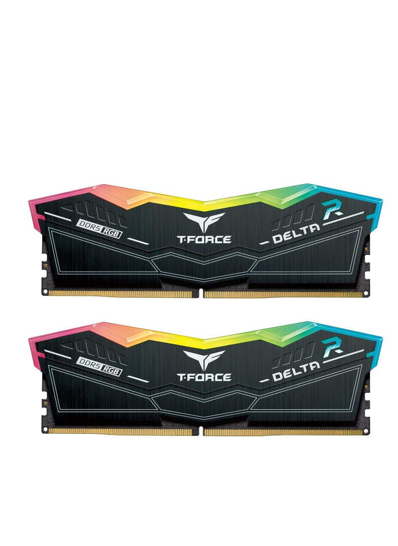 TeamGroup - مجموعة ذاكرة عشوائية لسطح المكتب من Teamgroup T-Force delta rgb DDR5 سعة 32 جيجابايت بتردد 6400 ميجاهرتز PC5-51200 CL40 باللون الأسود لـ Z690 FF3D532G6400HC40BDC01 - Image 1
