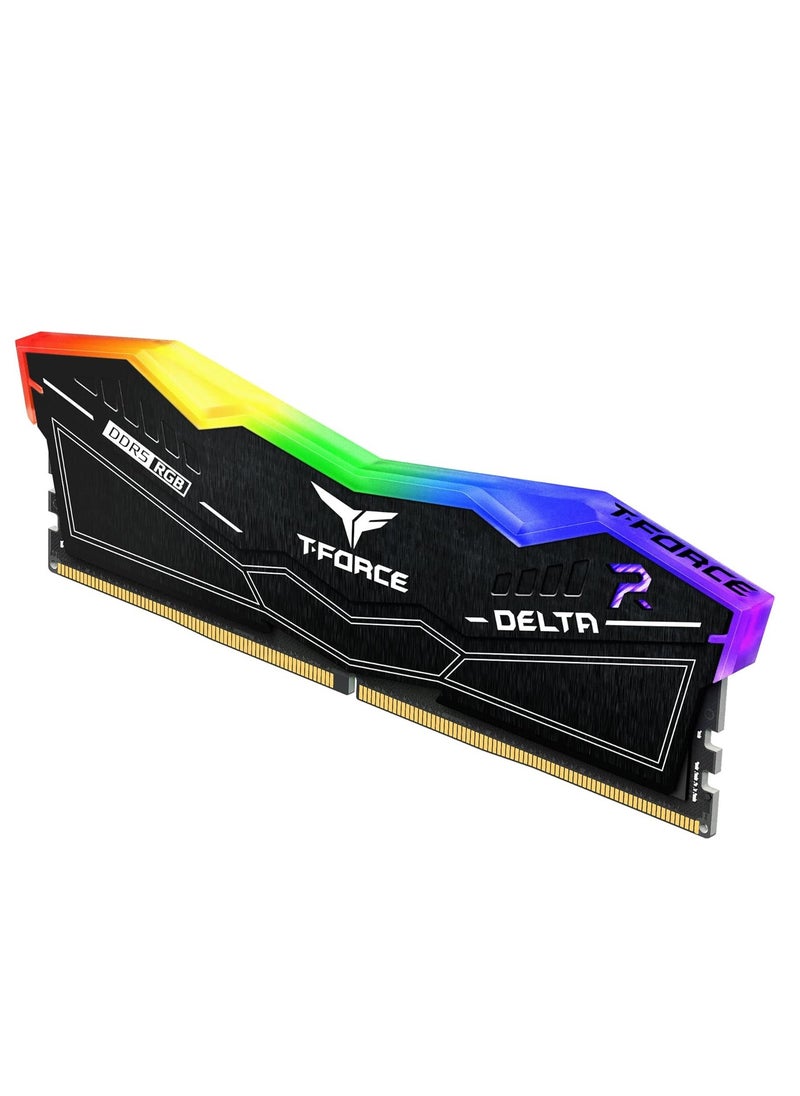 TeamGroup - مجموعة ذاكرة عشوائية لسطح المكتب من Teamgroup T-Force delta rgb DDR5 سعة 32 جيجابايت بتردد 6400 ميجاهرتز PC5-51200 CL40 باللون الأسود لـ Z690 FF3D532G6400HC40BDC01 - Image 1