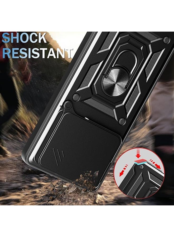 متوافق مع فيفو V60 لايت الحالة مع الكاميرا المنزلقة, متكاملة 360 درجة دوار حلقة ركلة, غطاء واقي مقاوم للصدمات, مكافحة السقوط الحماية, حالة مقاومة للصدمات, أسود - Image 5