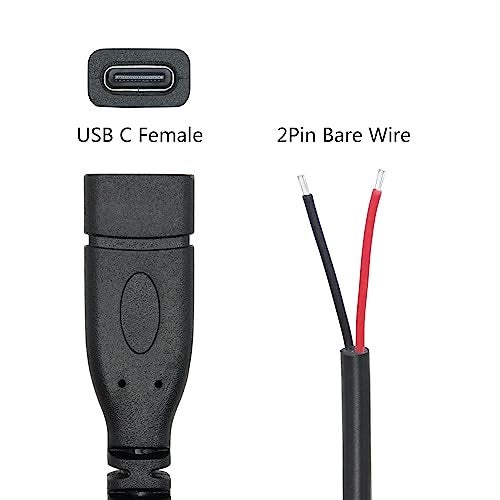 Maixbomr Short USB C to 2 Pin Bare Wire Open End Cable,9inch 25cm 5V/3A USB Type C Female Plug Pigtail Power Wire,for and USB C Equipment Installed or Replacement Repair DIY Cable(4Pcs) - Image 3