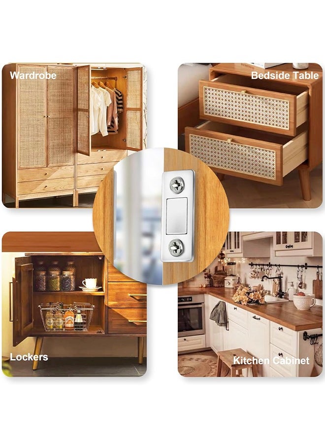 HY - 4 Pack Magnetic Door Catch, Ultra Thin Cabinet Magnets Stainless Steel Cabinet Door Magnetic Catch, Adhesive Cabinet Door Magnets for Kitchen Closet Drawer Magnetic Cabinet Latch - Image 1