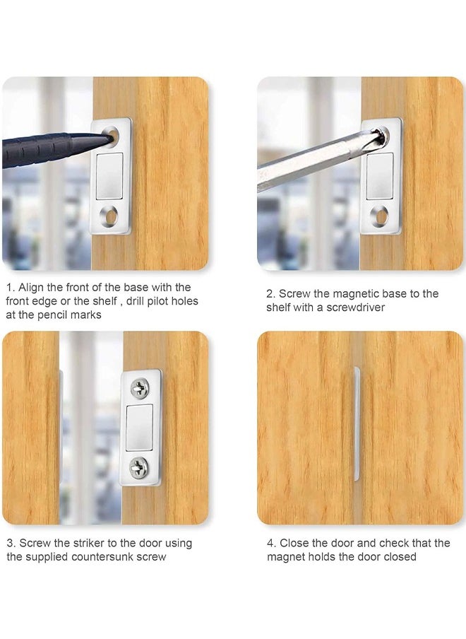 HY - 4 Pack Magnetic Door Catch, Ultra Thin Cabinet Magnets Stainless Steel Cabinet Door Magnetic Catch, Adhesive Cabinet Door Magnets for Kitchen Closet Drawer Magnetic Cabinet Latch - Image 1