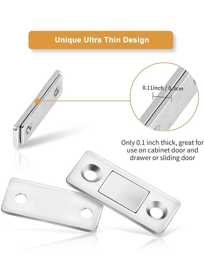 HY - 4 Pack Magnetic Door Catch, Ultra Thin Cabinet Magnets Stainless Steel Cabinet Door Magnetic Catch, Adhesive Cabinet Door Magnets for Kitchen Closet Drawer Magnetic Cabinet Latch - Image 1