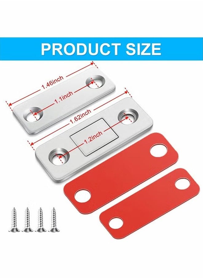 HY - 4 Pack Magnetic Door Catch, Ultra Thin Cabinet Magnets Stainless Steel Cabinet Door Magnetic Catch, Adhesive Cabinet Door Magnets for Kitchen Closet Drawer Magnetic Cabinet Latch - Image 1