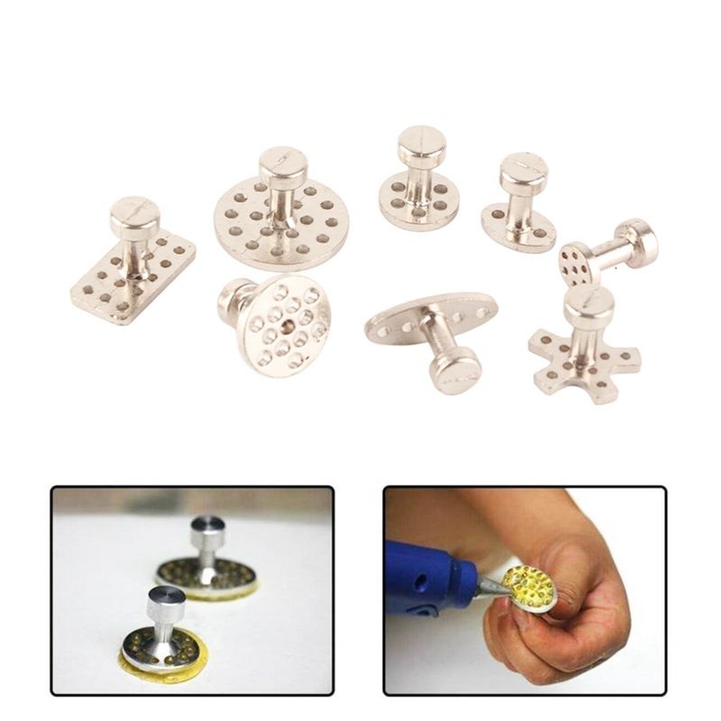 8 Pcs Zinc Alloy Dent Repair Tool Kit with High Strength Pads for Auto Body and Solar Panel - Image 4