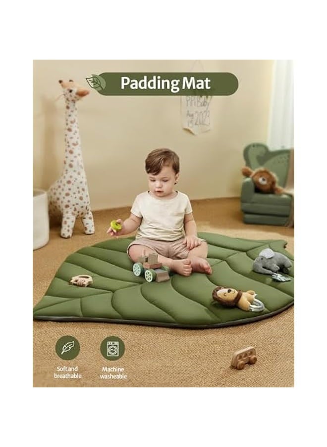 Baby Gym Play Mat, Oversize Leaf Shaped Baby Floor Mat Activity Gym Playmat, 6 Detachable Toys, Tummy Time Mat, Non Slip Washable Play Mats for Infant for 0-24months - Image 5