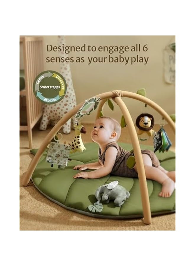 Baby Gym Play Mat, Oversize Leaf Shaped Baby Floor Mat Activity Gym Playmat, 6 Detachable Toys, Tummy Time Mat, Non Slip Washable Play Mats for Infant for 0-24months - Image 2
