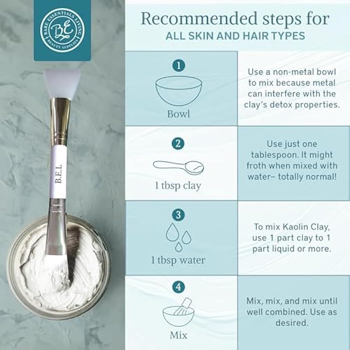 Bare Essentials Living أساسيات الحياة - مسحوق طين الكاولين الأبيض (2 رطل) 100% طين أبيض طبيعي مسحوق للاستخدام في قنابل البذور، قناع الطين الأبيض، منتجع صحي DIY، صابون، قنبلة استحمام، مزيل العرق، يمكن استخدامه كطين كاولين للحدائق - Image 5