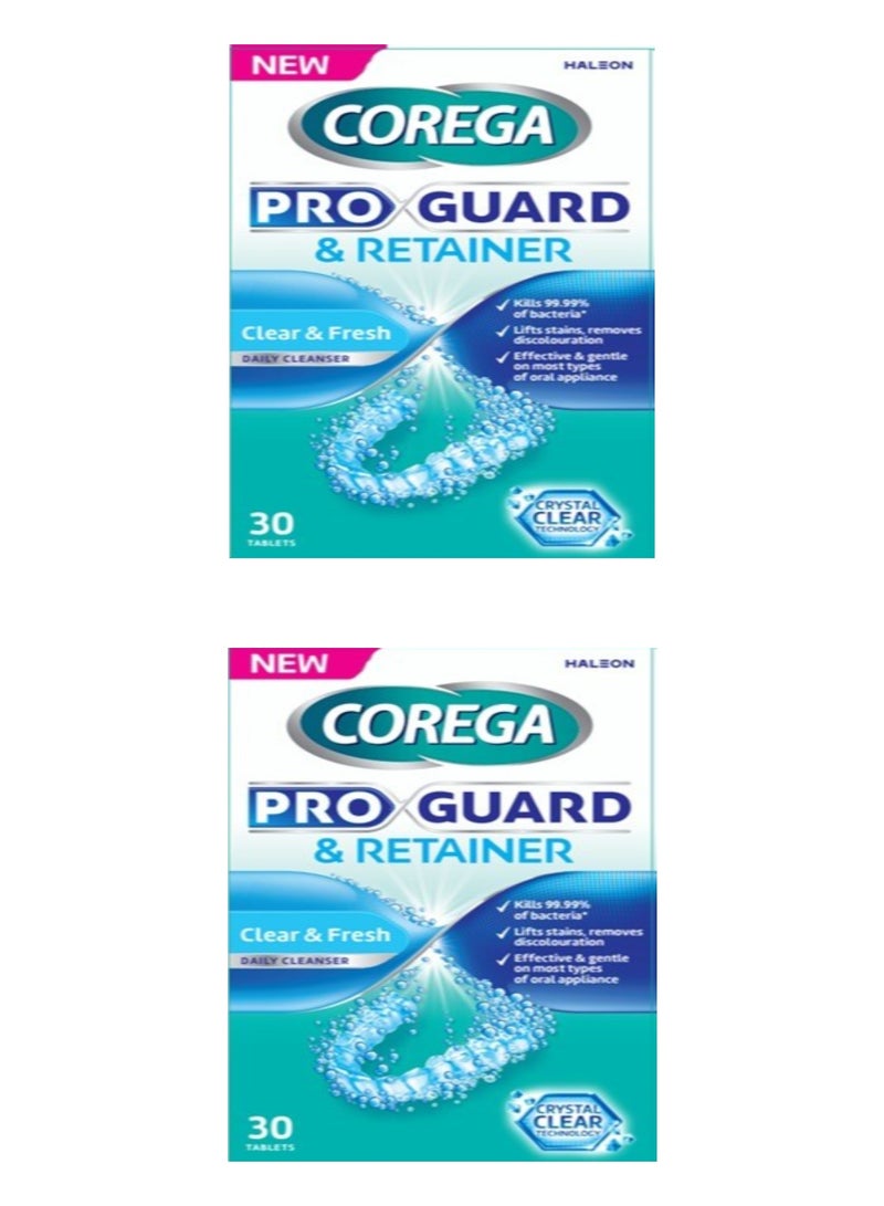 كوريغا كوريجا برو جارد آند ريتينر (نظيف ومنعش) منظف يومي، ٣٠ قرصًا (عبوة من قطعتين)