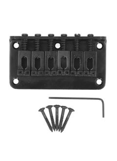 Electric Guitar Bridge Replacement Metal Material 6 String Fixed Hardtail Bridge for Strat Tele Style Black GA810A