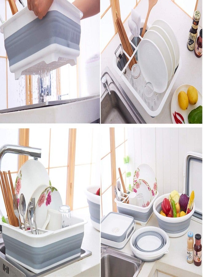 Aagna Collapsible Folding Dish Drying Drainer/Dish Rack with Spoon Storage Holder Utensil Dinnerware Travel Organizer - Heavy Duty Plastic & Silicone (PP + TPE) - Dishwasher Safe for Easy Cleaning - Image 5