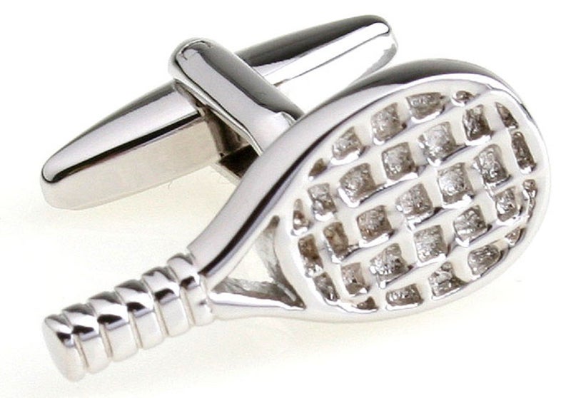 MRCUFF Tennis Racquet Pair Cufflinks in a Presentation Gift Box & Polishing Cloth - Image 1