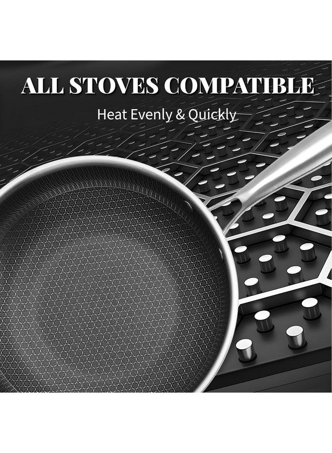 JUGTE Stainless Steel Honeycomb Frying Pan Non-Stick Pan with Stainless Steel Handle Stay Cool Non Toxic Dishwasher and Oven Safe Suitable for All Hob Types (Steel Frying Pan 26 Cm) - Image 5