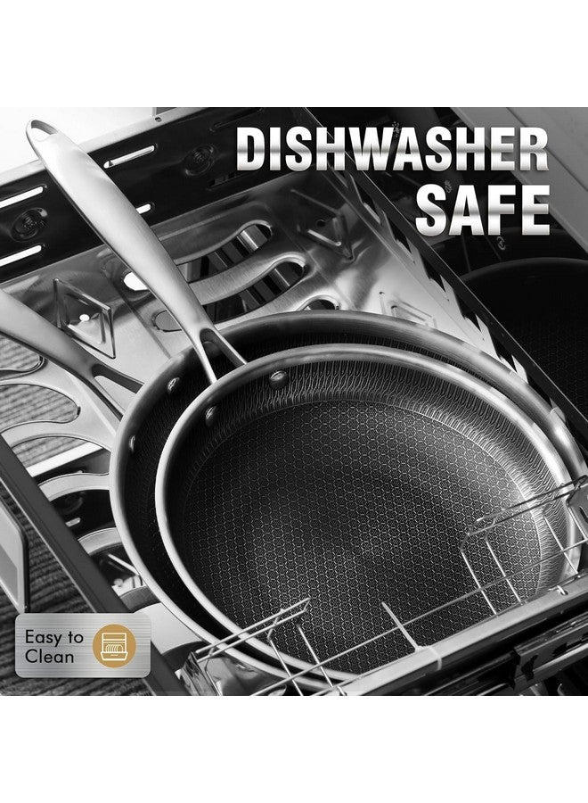 JUGTE Stainless Steel Honeycomb Frying Pan Non-Stick Pan with Stainless Steel Handle Stay Cool Non Toxic Dishwasher and Oven Safe Suitable for All Hob Types (Steel Frying Pan 26 Cm) - Image 3