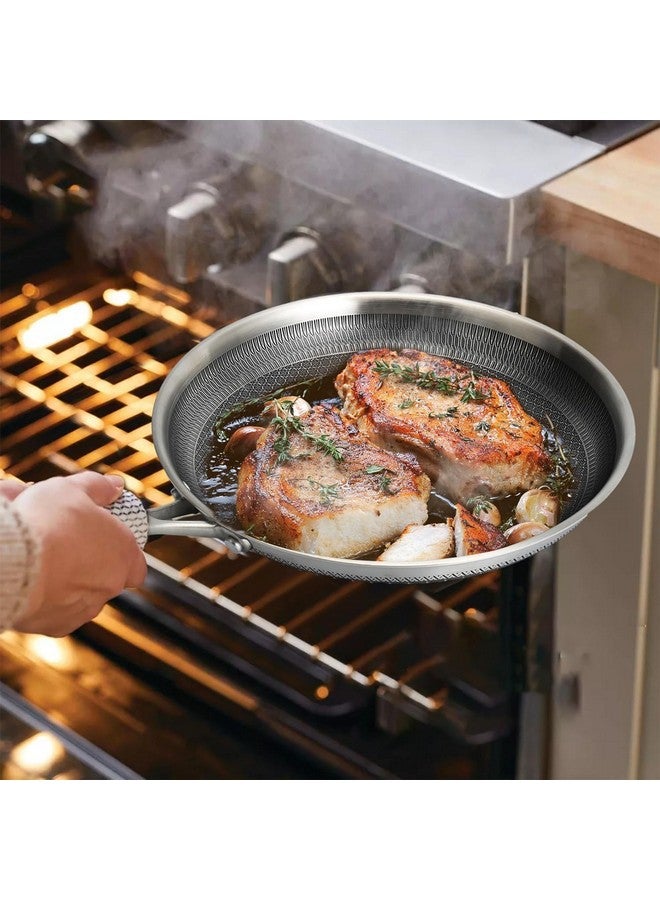 JUGTE Stainless Steel Honeycomb Frying Pan Non-Stick Pan with Stainless Steel Handle Stay Cool Non Toxic Dishwasher and Oven Safe Suitable for All Hob Types (Steel Frying Pan 26 Cm) - Image 1
