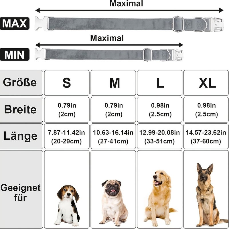 Personalized Custom Soft Durable Velvet Dog Collar And Leash 3pc Set White Adjustable Metal Buckle Suitable For Small Medium Large Dogs Customizable With Name Phone Number - Image 2