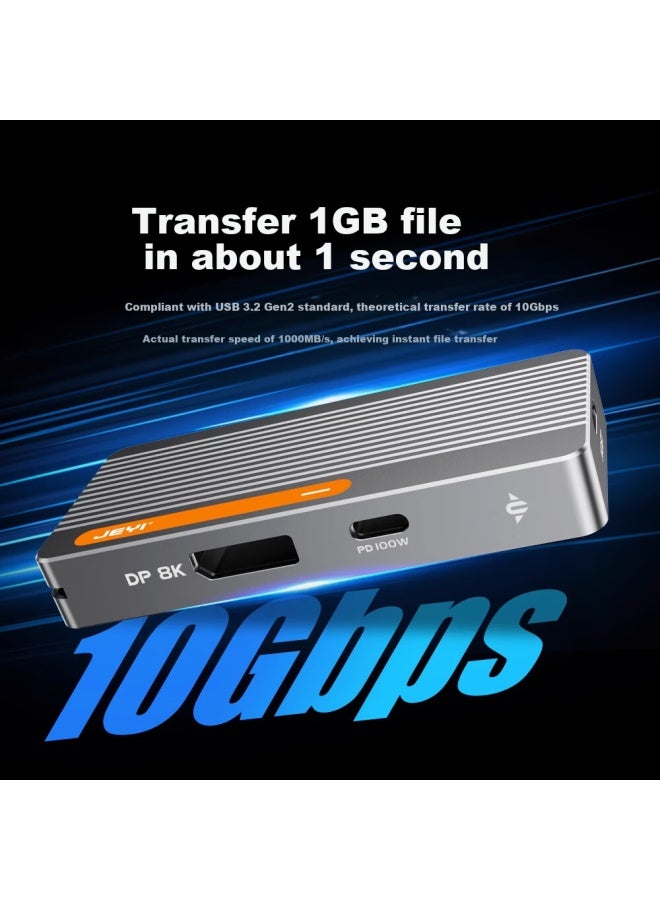 Jeyi High-speed Cooling Portable Hard Drive Enclosure M.2 Nvme To Type-c External Dp 8k Screen Mirroring Pd100w Power External Shockproof Ssd Enclosure Expansion Dock - Image 1
