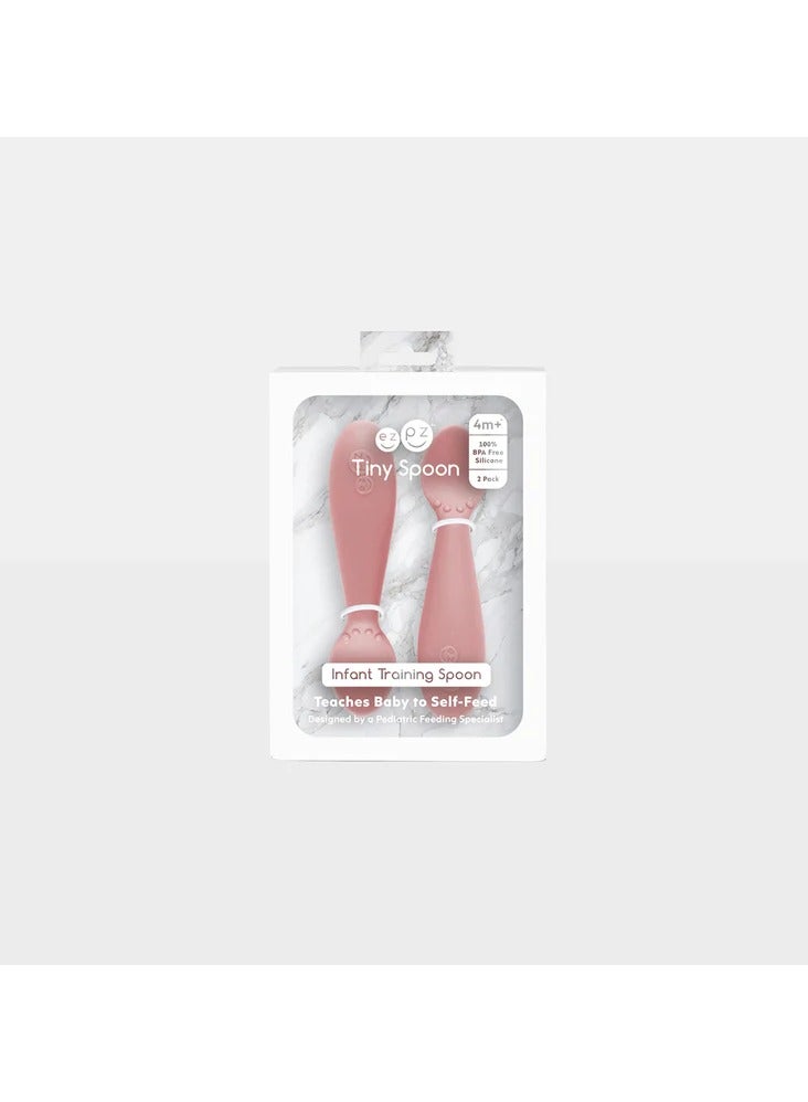 ازبيز مجموعة مكونة من 2 ملعقة أطفال صغيرة 100% سيليكون ملاعق أطفال لفطام الطفل + هريس 4 أشهر + أحمر خدود - Image 3
