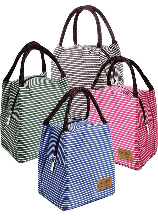 INVODA Lunch Bag 4PCS Cooler Foldable Lunch Tote Bag, Reusable Lunch Holder Insulated Container Picnic Bag for Men Women - Image 1