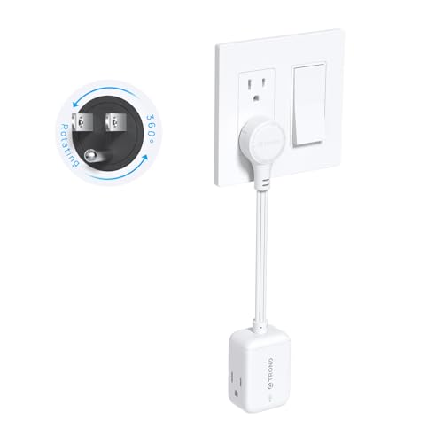 TROND 360° Rotating Flat Plug Outlet Extender Surge Protector with 6 Inch Cable, Small Rotatable Extension Cord, 900 Joules, 3 Way Plug, 15A, Compact for Indoor Home Office Travel Dorm Room, White - Image 1