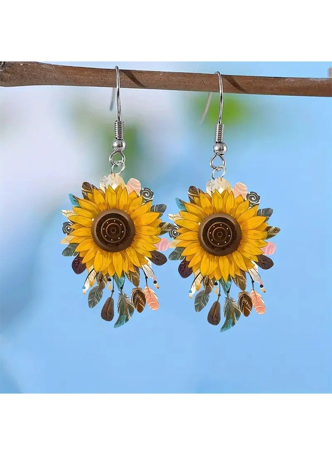Geustos - Sunflower Acrylic Earrings, New Literature And Elegant Multifunctional Earrings - Image 1
