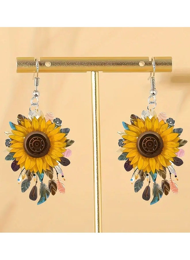 Geustos - Sunflower Acrylic Earrings, New Literature And Elegant Multifunctional Earrings - Image 1