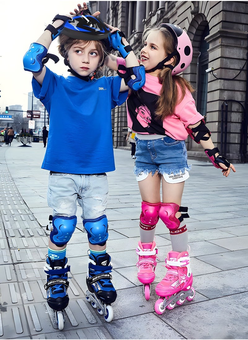 GROIC - Kids Protective Gear Adjustable Protective Helmet,Kids Helmet Knee Elbow Pads Wrist Guard Sport Protective Gear Adjustable Scooter Skateboard Roller Bike Skate Cycling Safety Set - Image 1