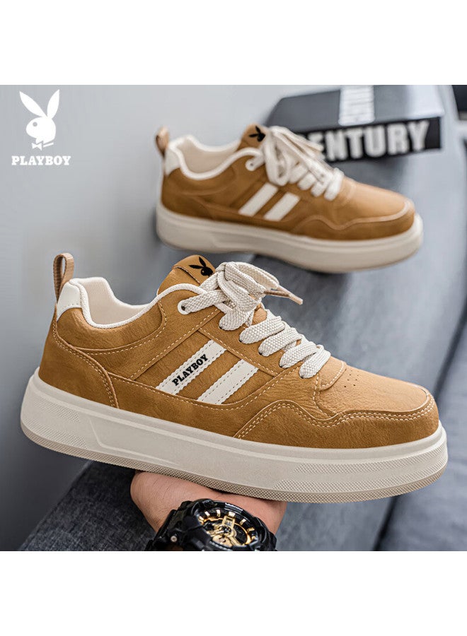 Playboy Men's Shoes  Autumn Winter Casual Thick-soled Sports Sneakers In Barley Color Size 44 - Image 4