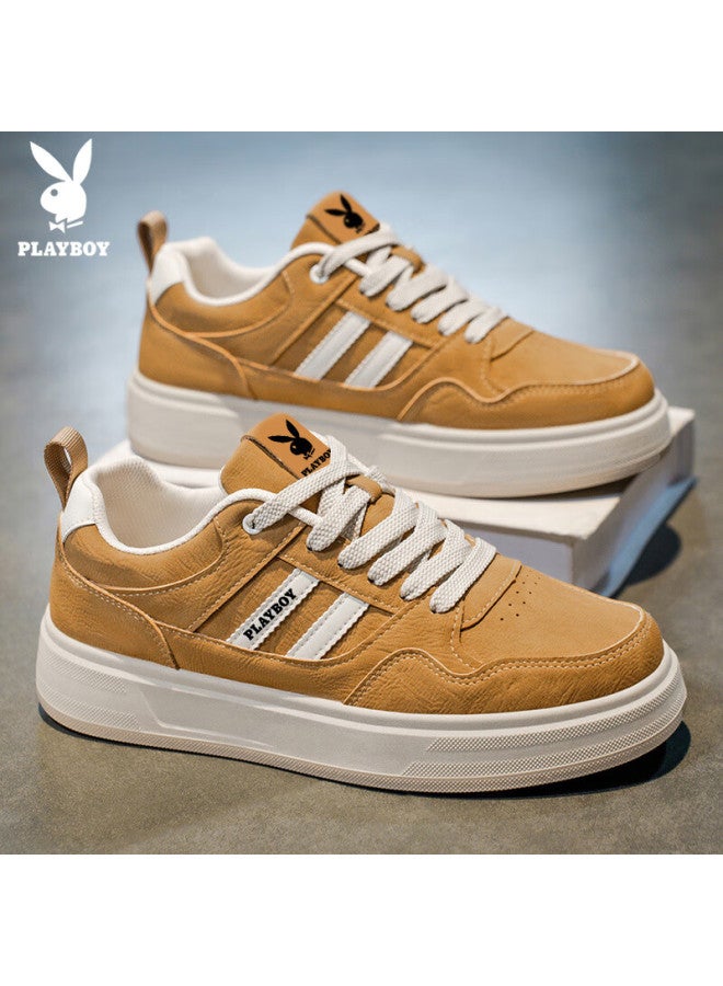 Playboy Men's Shoes  Autumn Winter Casual Thick-soled Sports Sneakers In Barley Color Size 44 - Image 1