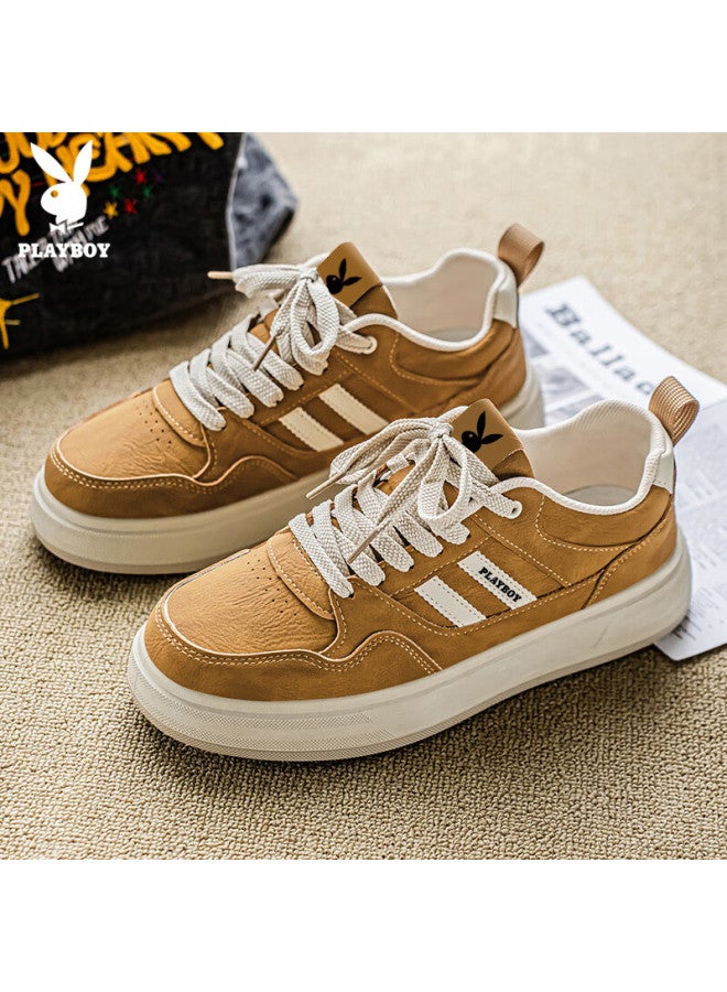 Playboy Men's Shoes  Autumn Winter Casual Thick-soled Sports Sneakers In Barley Color Size 44 - Image 5