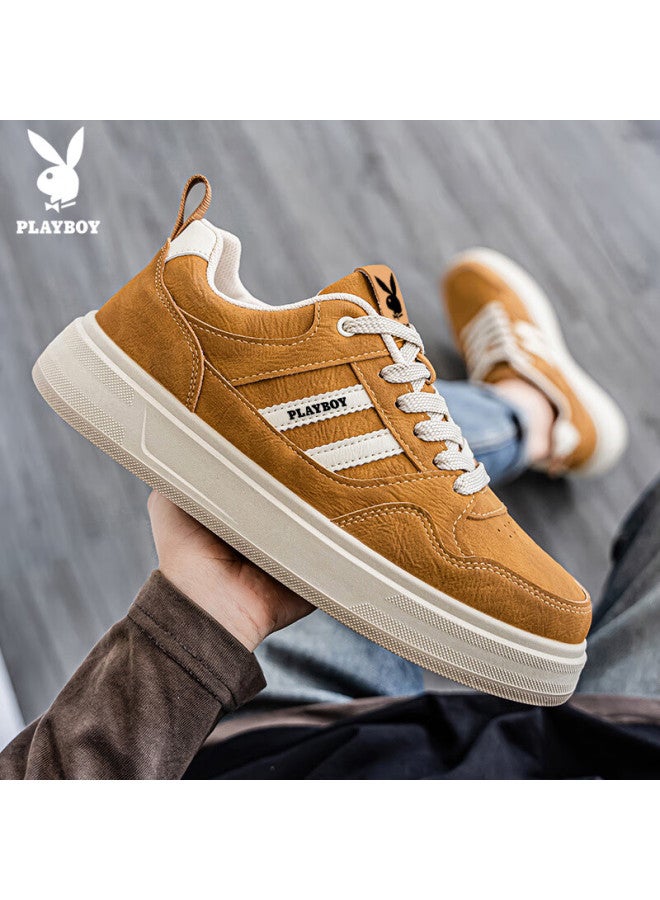 Playboy Men's Shoes  Autumn Winter Casual Thick-soled Sports Sneakers In Barley Color Size 44 - Image 2