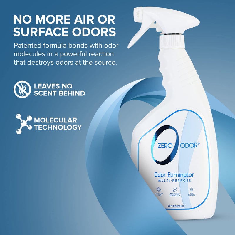 Zero Odor Multi-Purpose Odor Eliminator - Air & Surface Odor – Patented Technology Best for Bathroom, Kitchen, Fabrics, Closet- Smell Great Again, 22oz (Over 500 Sprays) - Image 3