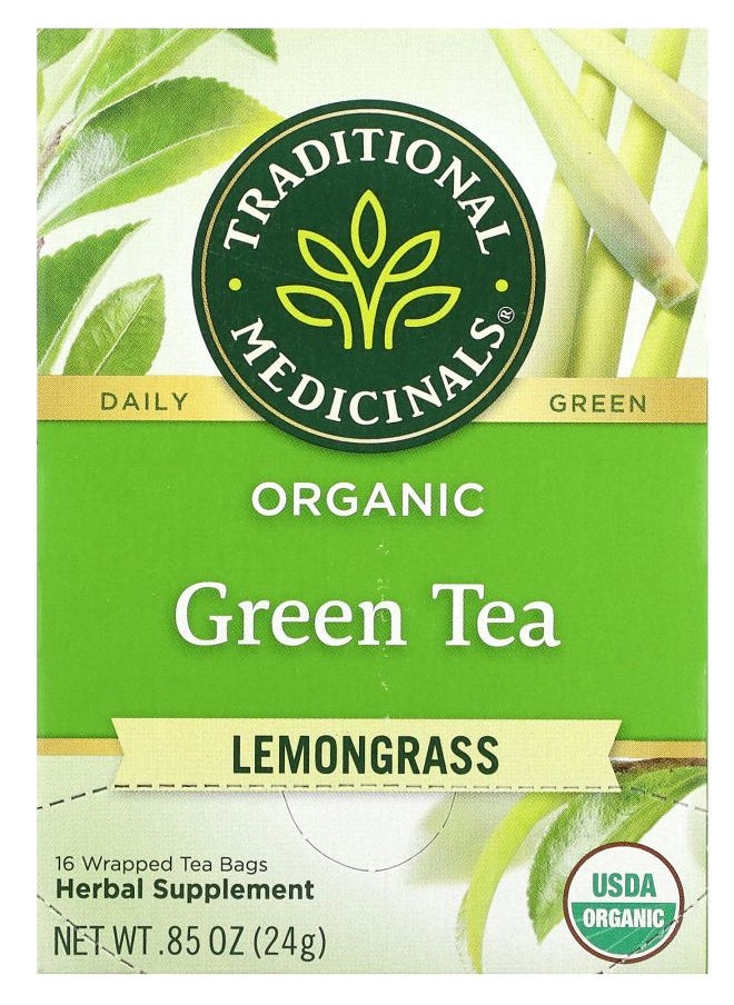 Traditional Organic Green Tea Lemongrass 16 Wrapped Tea Bags 0.85 oz (24 g) 