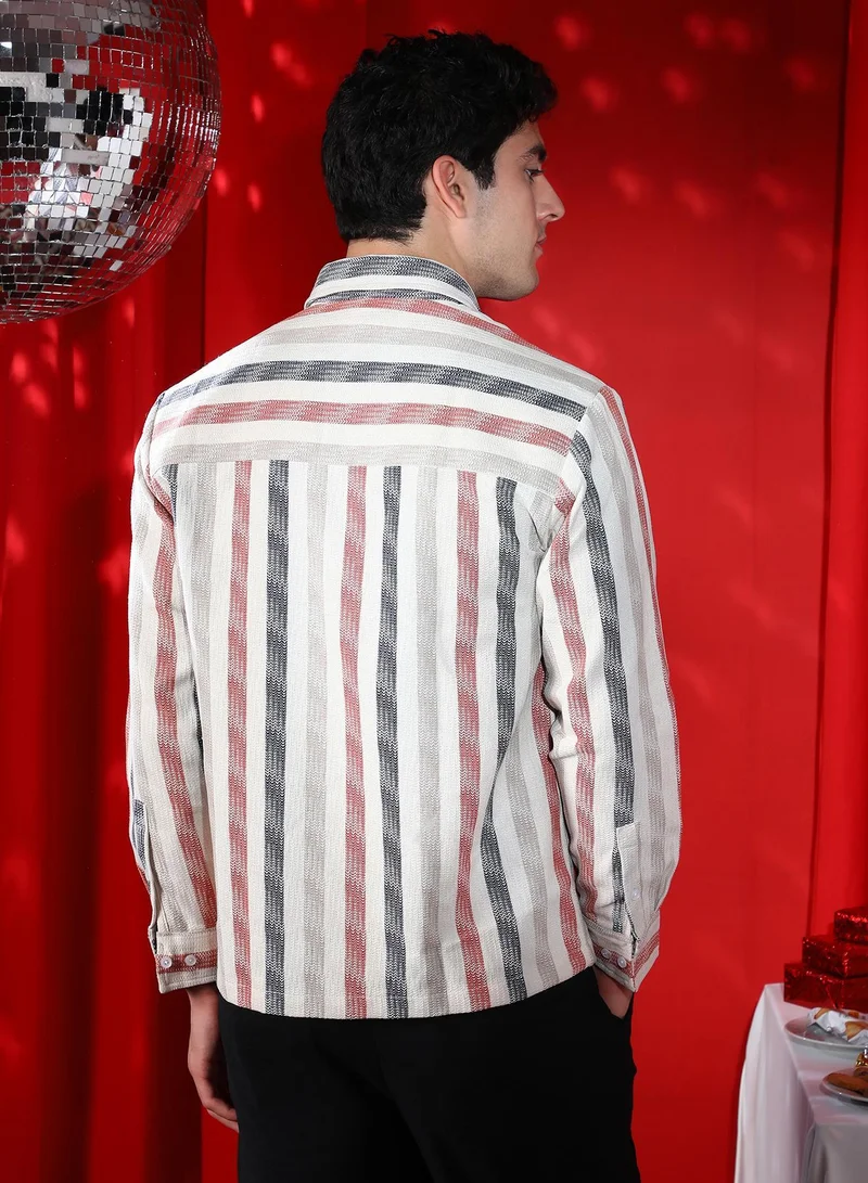 CAHOOT  Men's Multicolour Indie-Striped Utility Shirt for Men | Best Price UAE