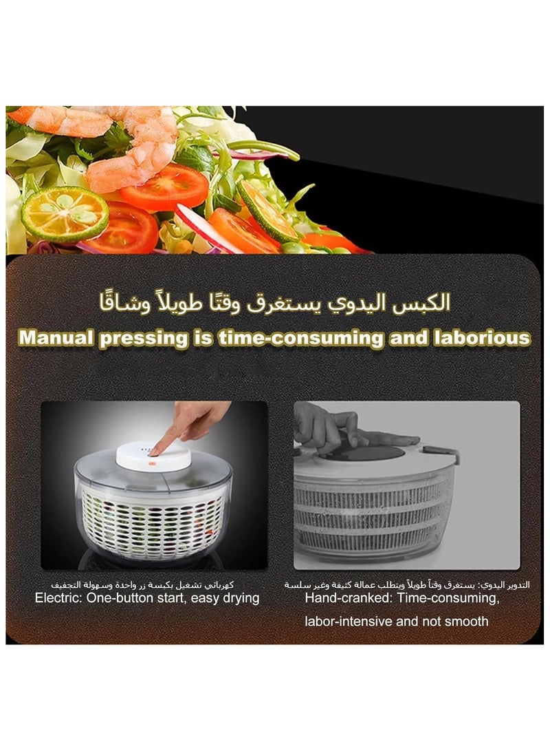 XICEN Electric Salad Spinner, 6L Salad Spinners, Kitchen Vegetable and Salad Dryer forIt for Quickly dring vegetables and fruits and storing fruits and vegetables (Electric) - Image 5
