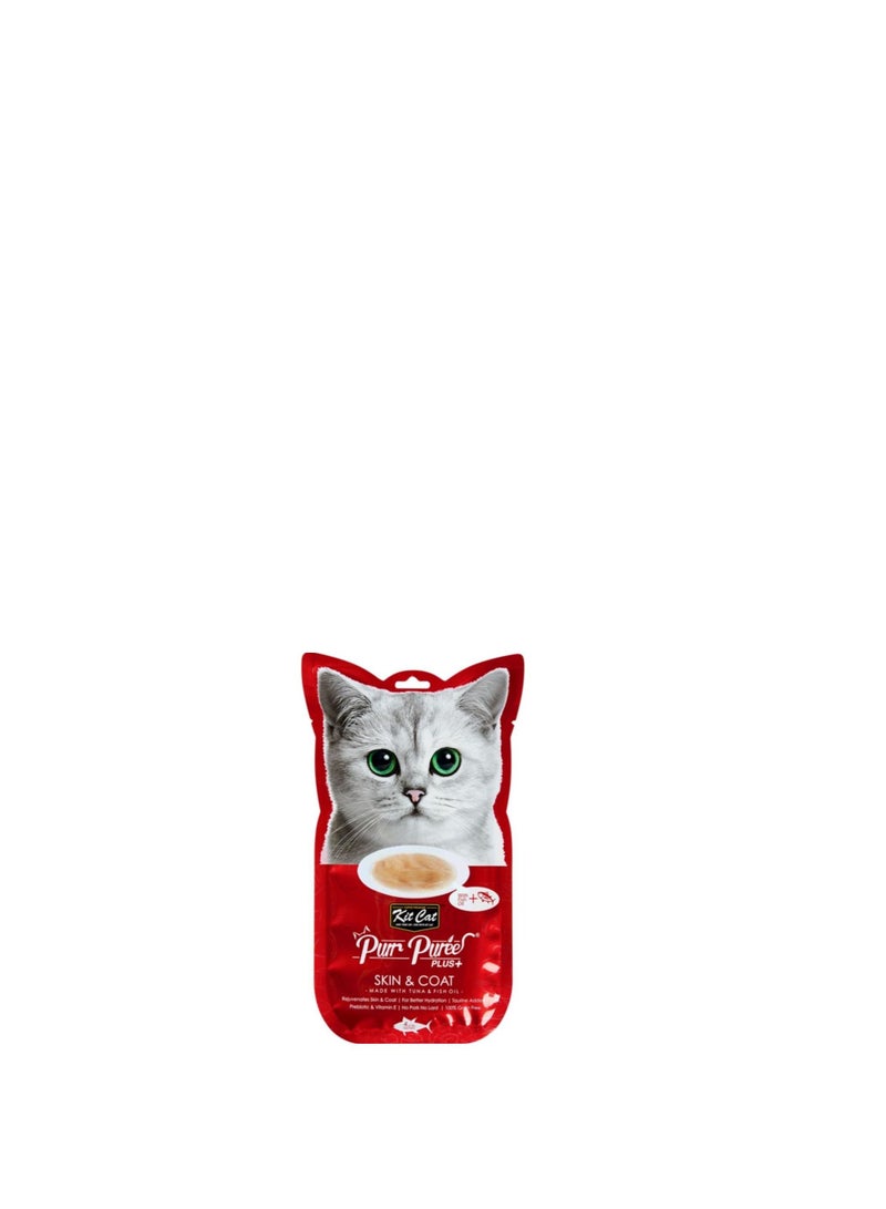كيت كات Kit Cat Purr Puree Plus Skin & Coat مع التونة وزيت السمك 4 × 15 جم
