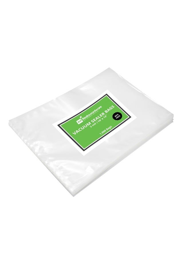 Restaurantware Fresh Hero 16 x 12 Inch Vacuum Sealer Bags, 1000 Food Storage Bags - 4 mil Thick, Microwavable, Clear Plastic Sous Vide Bags, Freezable, For Storing Food Or Sous Vide Cooking  - Image 1