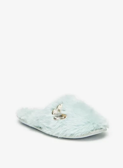 Cozy Girls Butterfly Accent Mule Slip-On Bedroom Slippers
