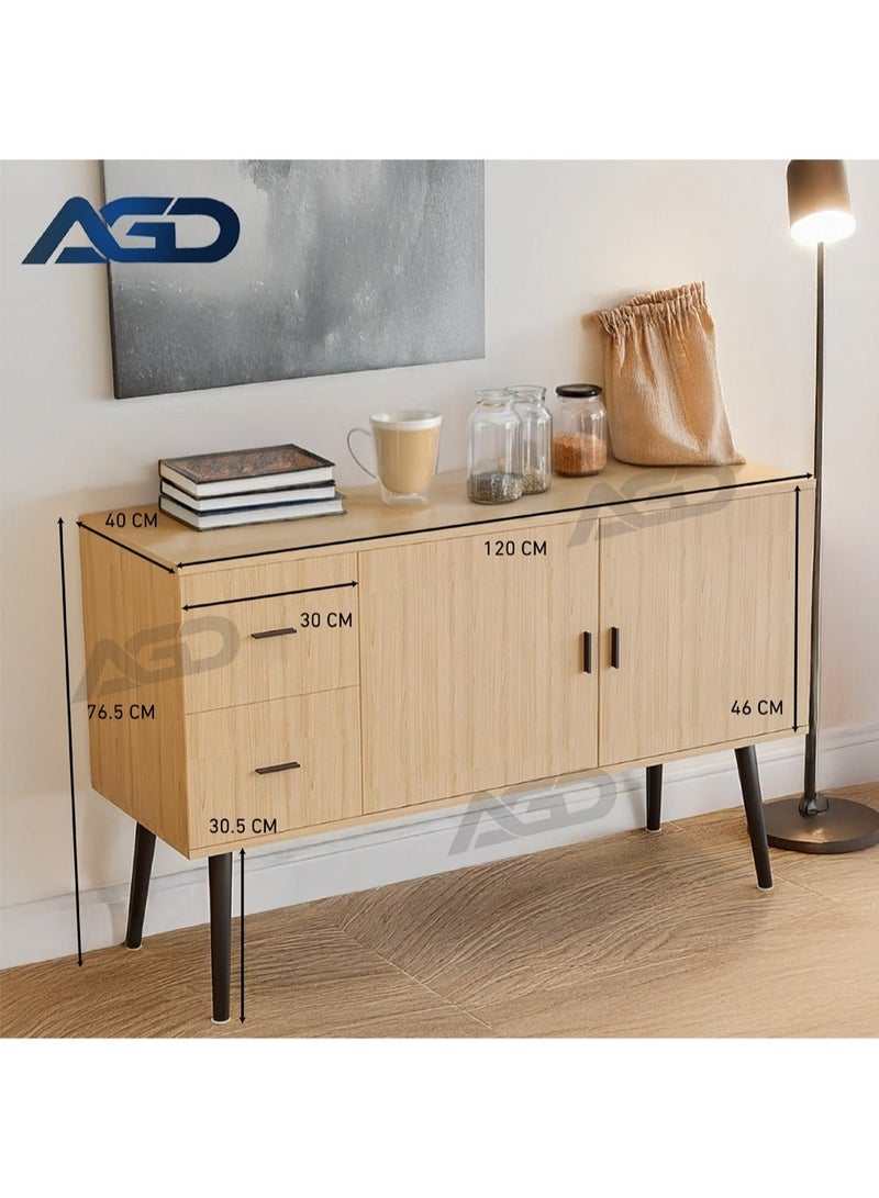 AGD Coffee Buffet Cabinet with 2 Drawers and 2 Doors, Large Storage Space, for Kitchen, Living Room, Office, Size 120*40*76.5cm - Image 3