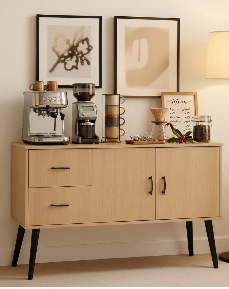 AGD Coffee Buffet Cabinet with 2 Drawers and 2 Doors, Large Storage Space, for Kitchen, Living Room, Office, Size 120*40*76.5cm - Image 1