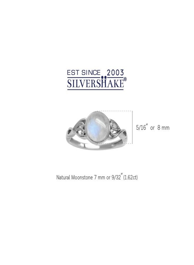 Silvershake 7mm Natural Moonstone 925 Sterling Silver Victorian Style Solitaire Ring Size 14 - Image 3